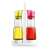 VITAMINO oil and vinegar dispenser set, glass bottles with colorful lids, white stand, kitchen countertop decor