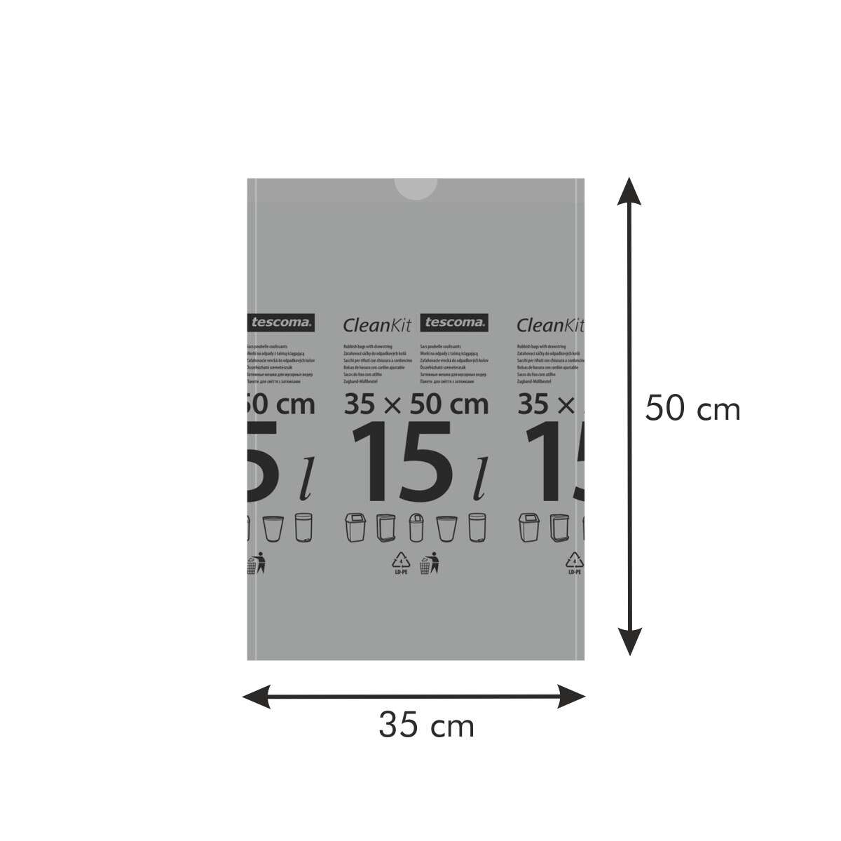 CLEAN KIT összehúzható szemeteszsák 15 l, 15 db