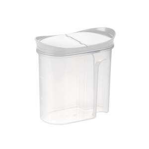 4FOOD Кутия за съхранение на храна 1,5 литра, прозрачна пластмаса с бял капак, наклонен изглед - Съхранение на храна