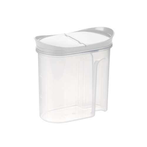 4FOOD Posuda za hranu od 1,5 litara, prozirna plastika s bijelim poklopcem, pogled pod kutom