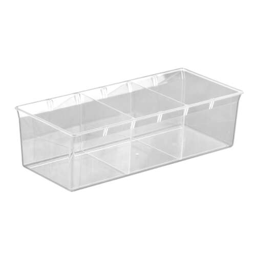 4FOOD Spice Sachet Storage Box 29x13 cm, clear plastic box with dividers for organizing spice sachets