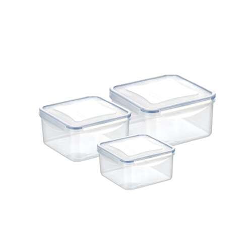 FRESHBOX Square Food Storage Container Set, 3 pieces, 0.4, 0.7, 1.2 liters