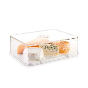 PURITY Cutie pentru păstrarea prospețimii în frigider, 28x22 cm, înaltă, recipient din plastic transparent cu capac, pentru depozitarea brânzei, cărnii și a altor alimente în frigider - Cutii alimentare