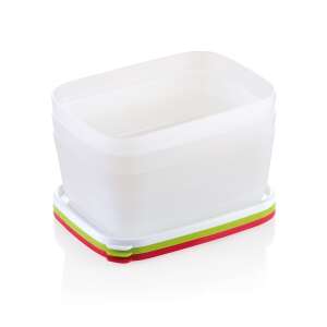 PURITY 1.0 liter freezer container, set of 3, white with green, red and yellow lids - Food storage container