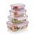 FRESHBOX Glass Rectangular Food Storage Containers Set, 4 Pieces, Pink Lids