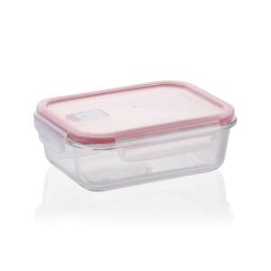 FRESHBOX Üveg téglalap alakú ételtároló doboz, 1.0 l, rózsaszín fedővel - Tescoma