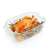 GrandCHEF Poultry Roasting Rack in a glass baking dish with a roasted chicken