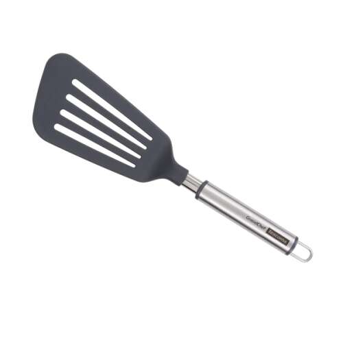 Tescoma GrandCHEF+ slotted spatula, black nylon head with stainless steel handle