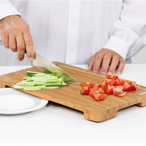 AZZA Bamboo Cutting Board with Juice Groove, 40 x 26 cm, for chopping vegetables and meat