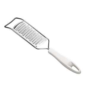 Tescoma PRESTO flat grater, stainless steel grater with white plastic handle - Presto
