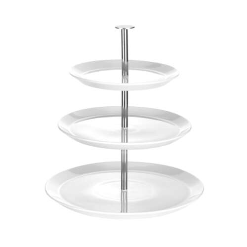 TESCOMA GUSTITO 3 emeletes kínáló tál, fehér porcelán, króm állvány