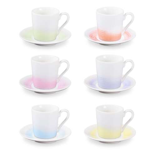 myCOFFEE Eszpresszós csésze és csészealj szett, 6 db, Pastels, 6 db-os eszpresszó csésze és csészealj szett, Színes eszpresszó csészék, Eszpresszó csészék csészealjjal, myCOFFEE Eszpresszó csészék - Tescoma