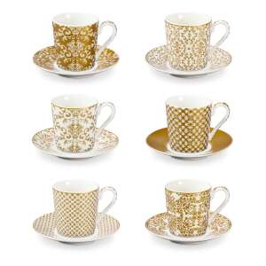myCOFFEE Espresso Cups and Saucers Set, 6 pieces, Empire, gold pattern - Coffee & Tea Set