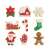 Christmas cookies made with Tescoma DELÍCIA Christmas cookie cutters, featuring shapes like a star, house, snowflake, sleigh, candy cane, stocking, Santa Claus, mitten, and gingerbread man