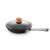 UNICOVER 24 cm glass lid with silicone knob on a black frying pan