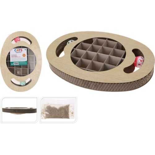 MACSKAKAPARÓ INTERAKTÍV JÁTÉK KARTON FA LABDÁK 2 DB. 36X25X5CM 180689407 - Macskajáték