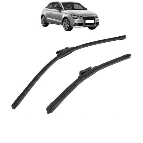 Két darab Bosch Aerotwin szilikon első ablaktörlő lapát készlet Audi A1 (8X1, 8XK) 2010-2018 modellekhez, ezüst Audi A1 autóval illusztrálva. - Autóalkatrész