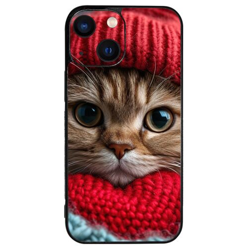 Cuki vörös cica piros sapkában - iPhone 13 Mini szilikon tok 180731253 - Telefontok