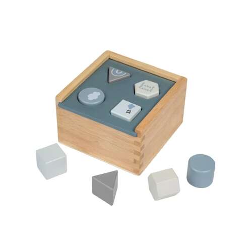 Label-Label fa formabedobó játék kék és szürke színben, 6 különböző formával