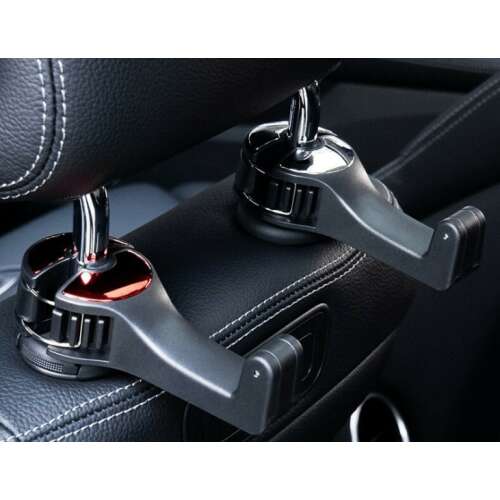 Autóülés háttámla horgok, 2 db, fekete, táskák, élelmiszerek, vizes palackok és egyebek felakasztására