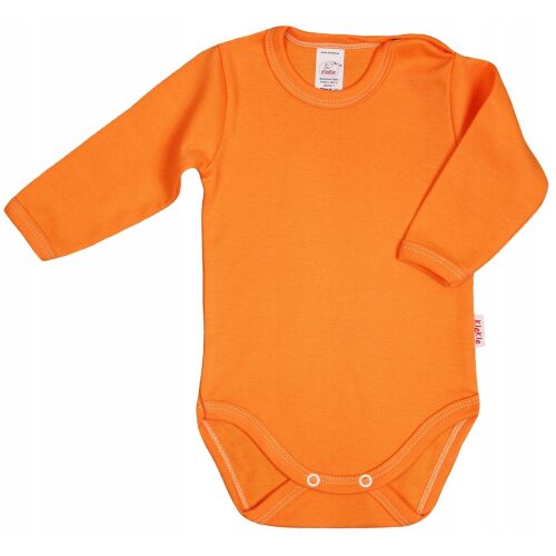 KLEKLE narancssárga 100% pamut hosszú ujjú bébi body, 92-es méret, egyszínű design - Gyerek body