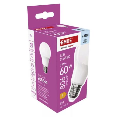 LED izzó Classic A60 / E27 / 7 W (60 W) / 806 lm / Hideg fehér 180897885 - Izzó