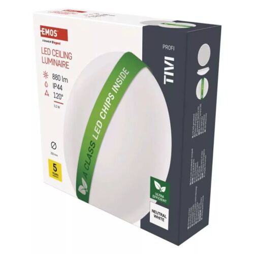 LED mennyezeti lámpatest TIVI, A CLASS, kerek, fehér 5,2W, IP44, Természetes fehér 180897040 - Otthon és kert