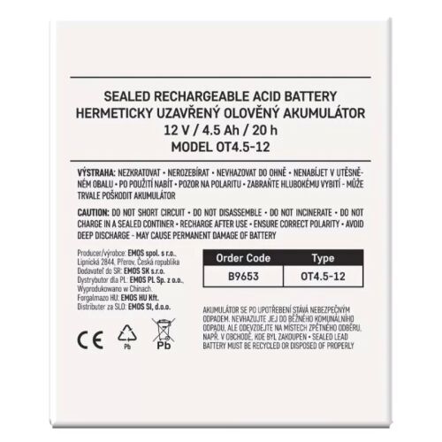 EMOS Ólomakkumulátor 12V 4.5Ah 180904726 - Műszaki cikk és elektronika