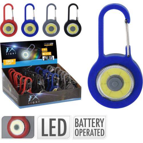 FC4500390 7x4x1cm Mini LED zseblámpa karabinerrel, FX Light elemes zsebtáska kék, piros, szürke, fekete színben kulcsokhoz és táskákhoz - Zseblámpa