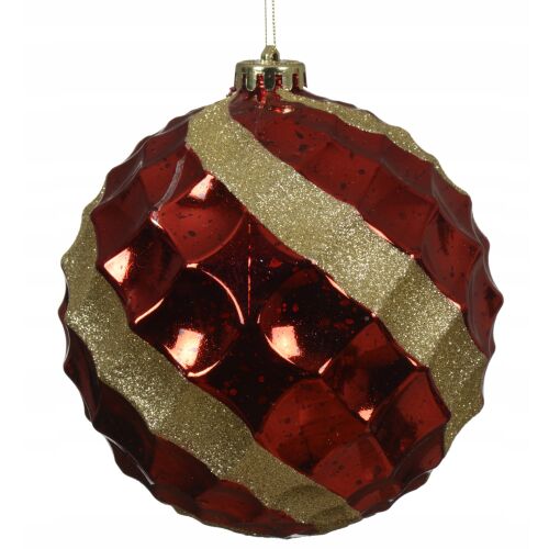 Karácsonyfa gömbdísz, műanyag, díszített, piros, nagy, XXL, 15cm, 1 db. 180983716 - Karácsonyfadísz