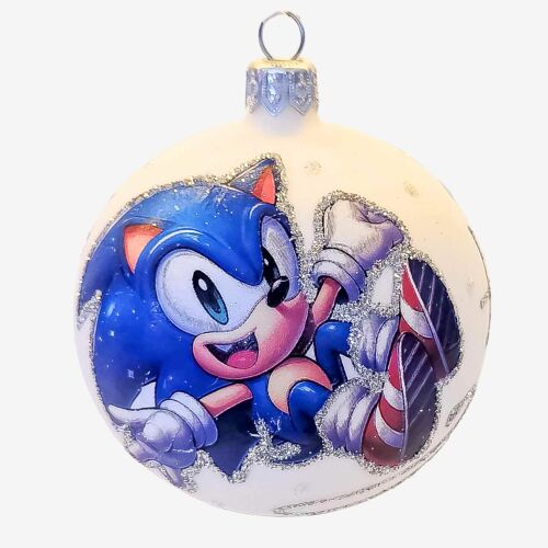Üveg dekupázs gömbdísz karácsonyfadísz Sonic the Hedgehog 180994564 - Karácsonyfadísz
