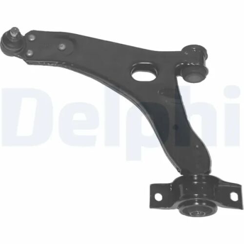 DELPHI TC870 féltengely Ford Focus I-hez, fekete autóipari felfüggesztés lengőkar fehér háttéren, szögletes nézet - Lengőkar