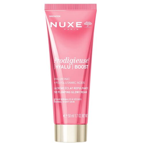 Nuxe Prodigieuse [Hyalu] Boost dúsító ragyogás krém rózsaszín és arany tubusban normál és száraz bőrre, 50ml - Krém
