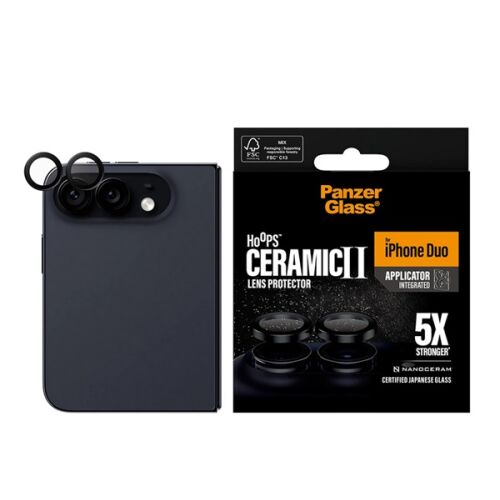 iPhone Duo PANZERGLASS HOOPS CERAMIC kameravédő üveg 9H + segédkeret FEKETE 181071528