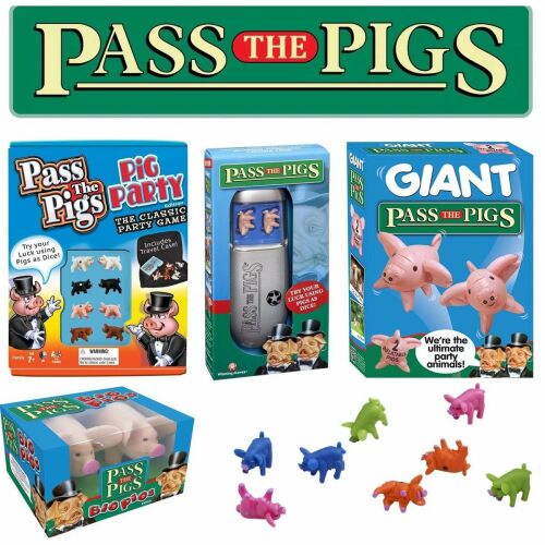 Pass the Pigs társasjáték különböző kiadásokban, mint például Pig Party, Giant Pass the Pigs, és sokszínű malac figurák, kiváló családnak és barátoknak. - Társasjáték