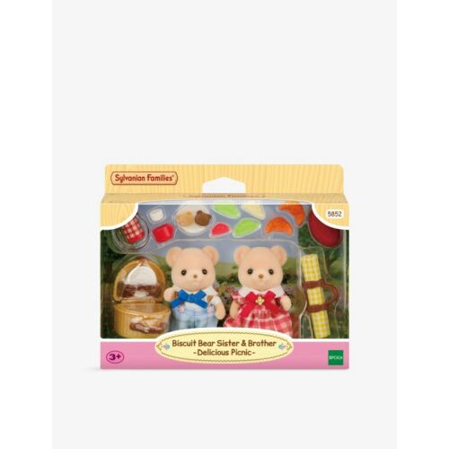 Sylvanian Families Keksz Medve Ikerpár (nővér és fivér) Finom Piknik szett csomagolásban, két bársonyos medve figurával és piknik kiegészítőkkel, 3 éves kortól ajánlott - Mesehős figura