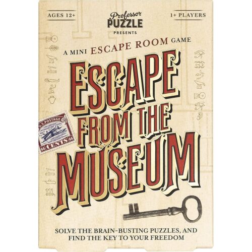 Escape From The Museum társasjáték a Ginger Fox-tól, vintage stílusú borítóval, kulccsal, 12 éves kortól, 1+ játékos - Társasjáték