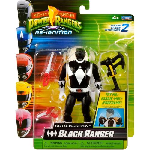 Mighty Morphin Power Rangers Re-Ignition Fekete Ranger akciófigura baltával és kard kiegészítőkkel, eredeti kiskereskedelmi csomagolásban, gyűjtőknek és játékhoz - Mesehős figura