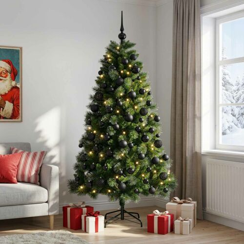 vidaXL Műkarácsonyfa díszgömbbel 240 cm 300 LED Meleg fehér PVC és fém 181129962 - Szezonális dekoráció