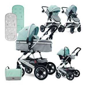 Lorelli Lora Set Babakocsi mózessé alakítható sport résszel - Madár #szürke-zöld