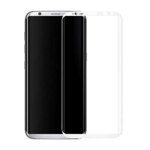 Samsung Galaxy S8 Plus SM-G955, Kijelzővédő fólia, ütésálló fólia (az íves részre is!), Tempered Glass (edzett üveg), 3D Full Cover, fehér 45922466