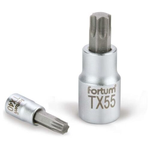 Bitdugófej, torx, 1 és 2", mattkróm;, 55 mm FORTUM 181229574 - Bitfej