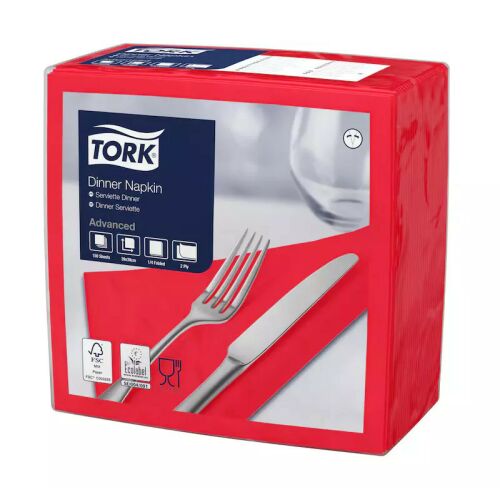 Tork szalvéta Dinner Advanced 39X39, PIROS, 150 lap/csg, 12csg/karton 181235480 - Háztartási papírtermék