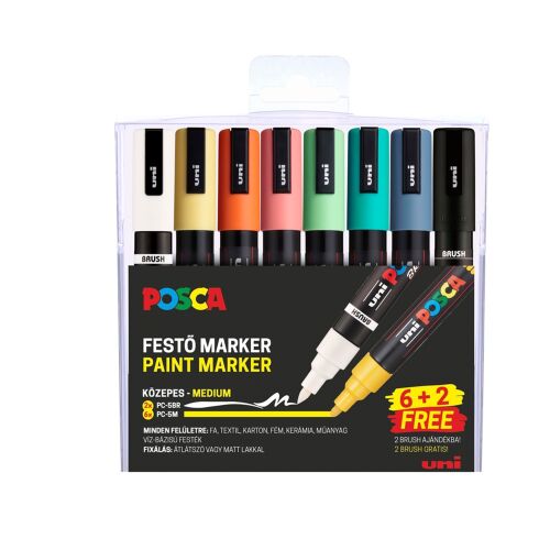 Dekormarker 1,8-2,5mm, Uni Posca PC-5M 6+2db-os készlet 181237272 