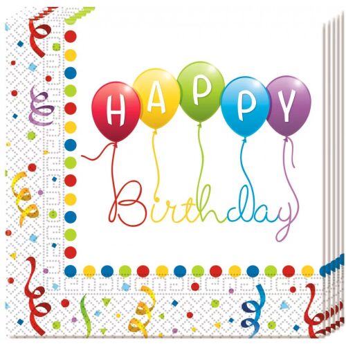 Happy Birthday Streamers szalvéta 20 db-os 33x33 cm 181307731 - Háztartási kellék