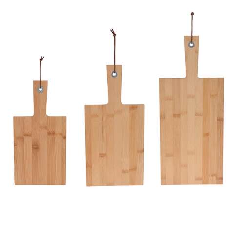Großes 3-teiliges Bambus-Schneidebrett-Set mit Griffen