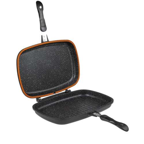 Platinum Premium 28cm Dupla Oldalas Grill Serpenyő, Tapadásmentes, Márvány Bevonat, Mosogatógépben Mosható