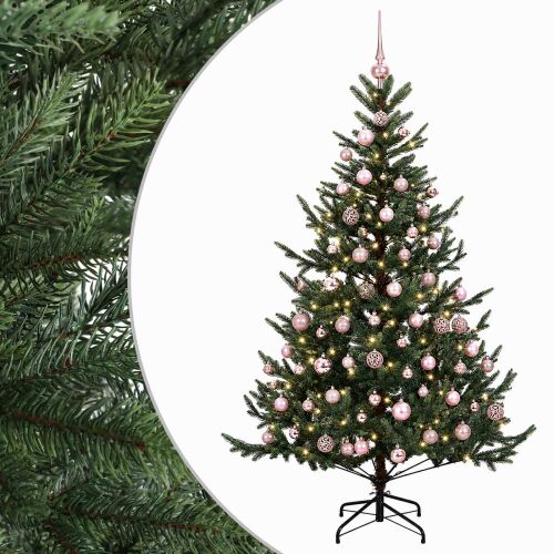 vidaXL Műkarácsonyfa gömbbel 210 cm 300 LED Meleg fehér PVC és fém 181392976 