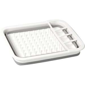 Összecsukható edényszárító, szürke és fehér edényszárító, szilikon edényszárító, helytakarékos edényszárító, konyhai edényszárító, kompakt edényszárító, hordozható edényszárító, összecsukható edénytartó, edényszárító evőeszköz tartóval - Edényszárító