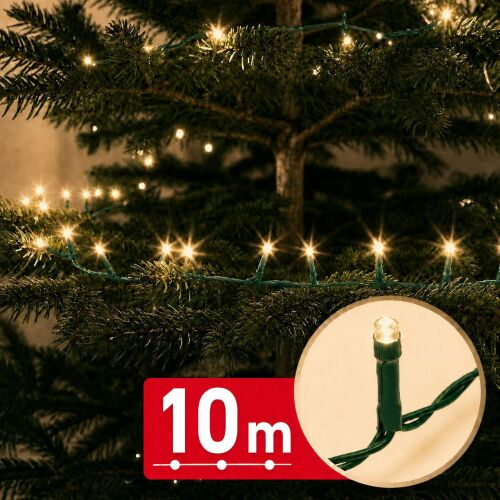 Fényfüzér - 10 m - melegfehér - 200 led - 100-240v - 6w - zöld kábel 181447431 - Szezonális dekoráció